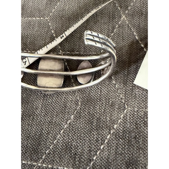 Vintage Navajo Sterling Silver Cuff Bracelet with Coral & Turquoise Cabochons - Picture 5 of 5